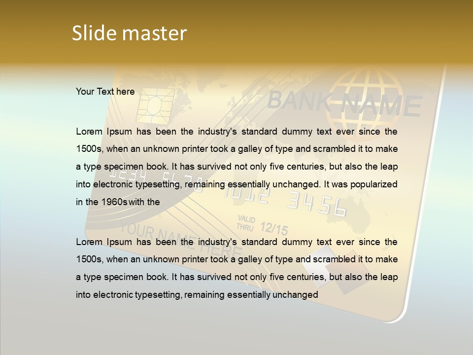 Card Banking Golden PowerPoint Template