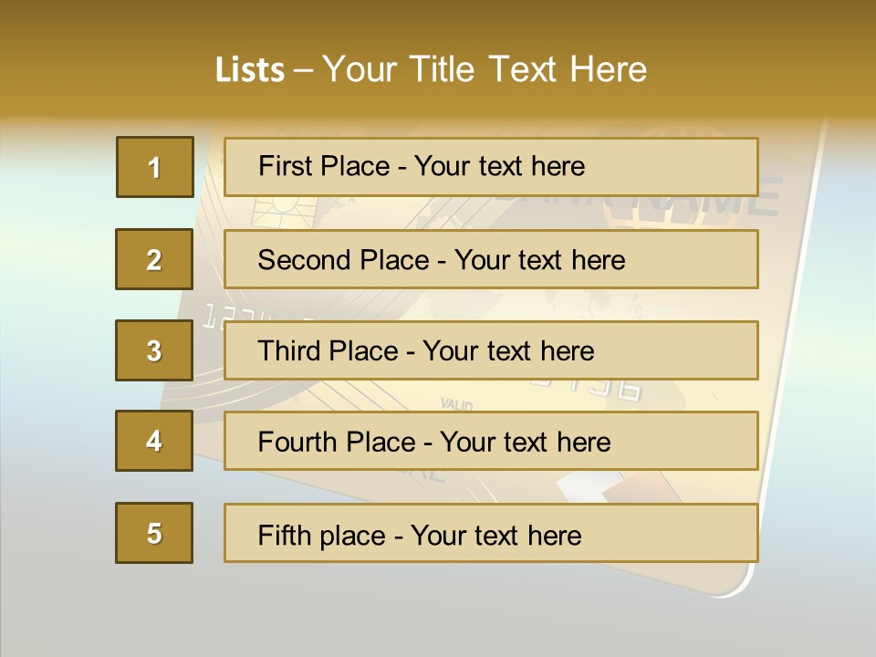 Card Banking Golden PowerPoint Template
