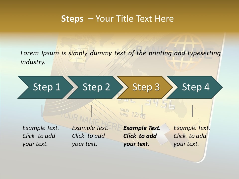 Card Banking Golden PowerPoint Template