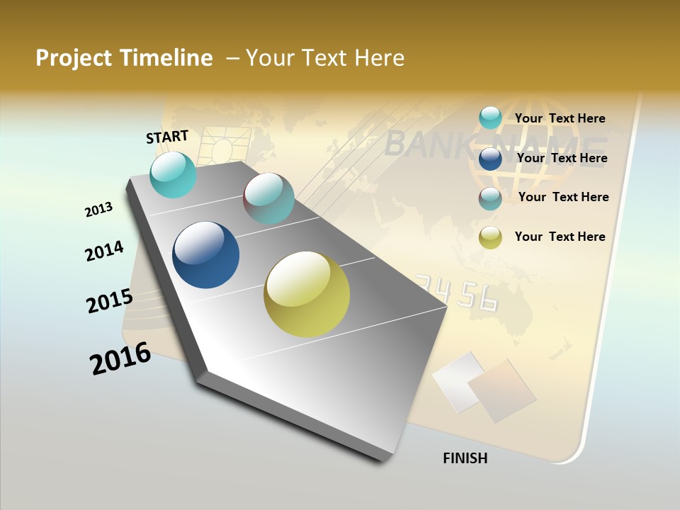 Card Banking Golden PowerPoint Template