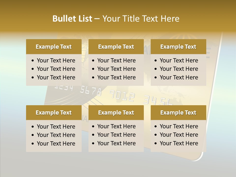 Card Banking Golden PowerPoint Template