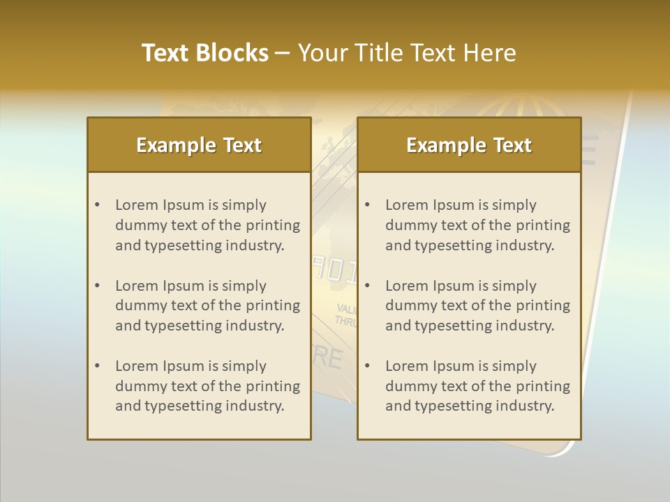 Card Banking Golden PowerPoint Template