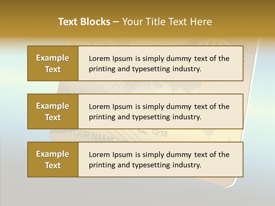 Card Banking Golden PowerPoint Template