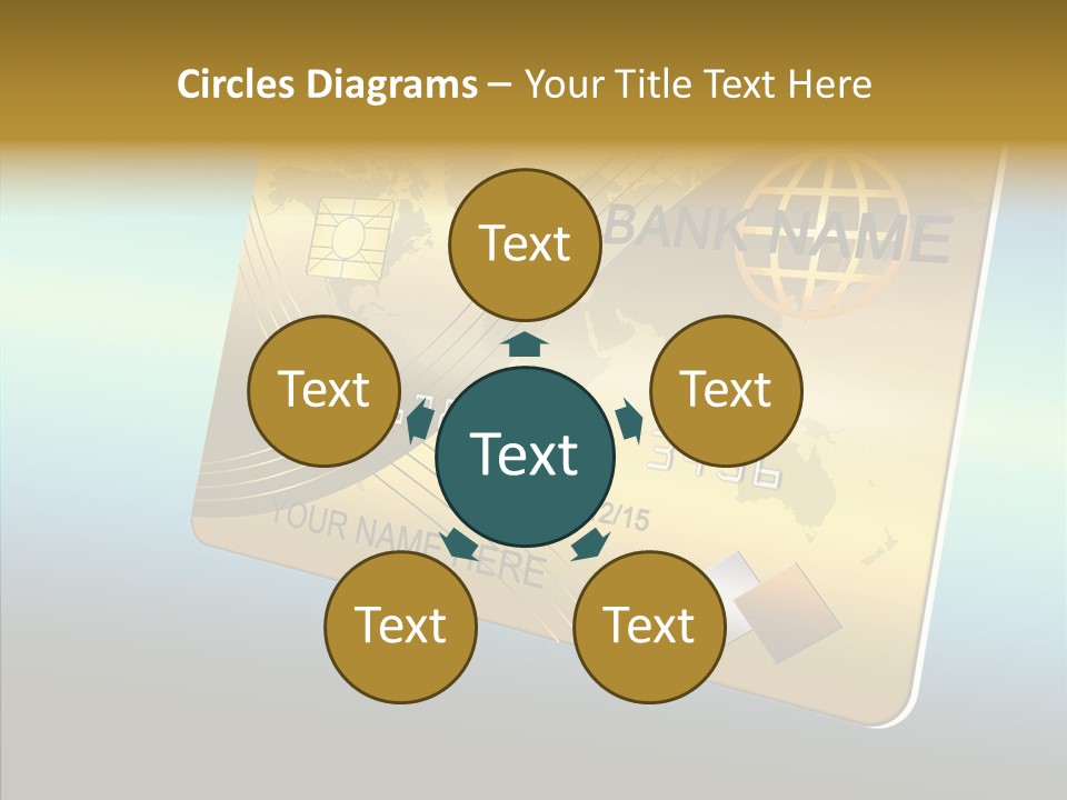 Card Banking Golden PowerPoint Template