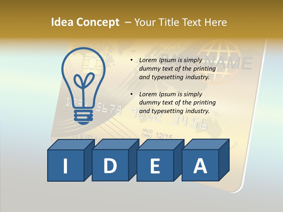 Card Banking Golden PowerPoint Template