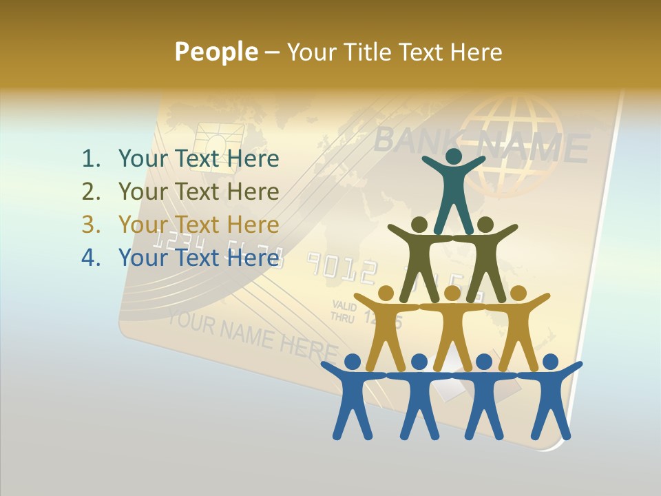 Card Banking Golden PowerPoint Template