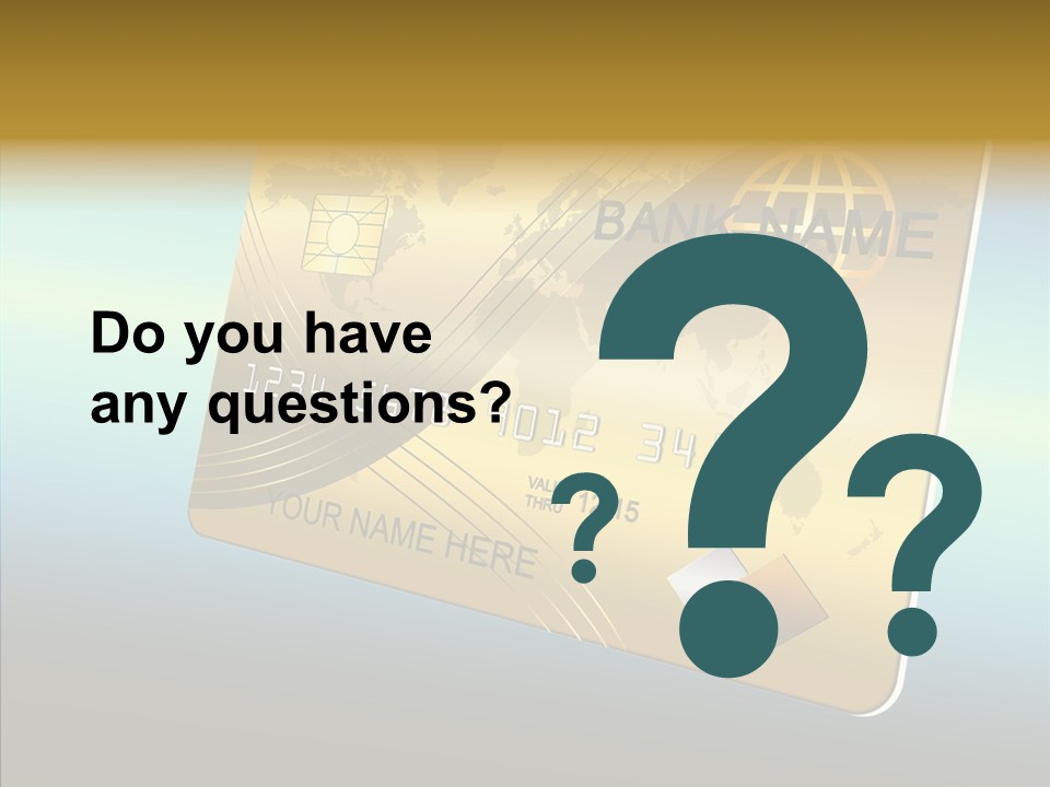 Card Banking Golden PowerPoint Template