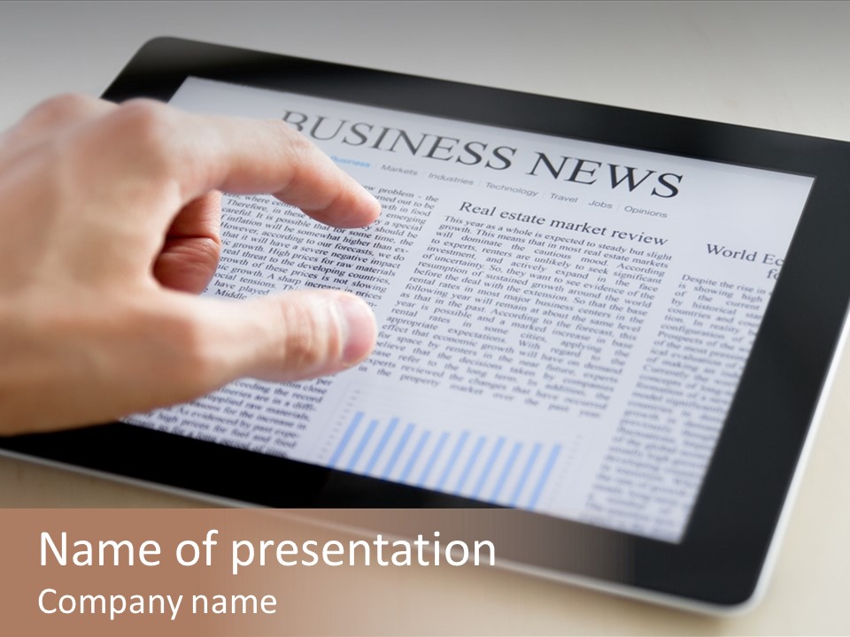 Digital Tablet Flat Screen Pointing PowerPoint Template