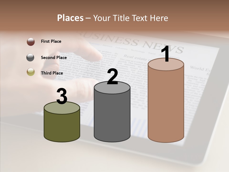 Digital Tablet Flat Screen Pointing PowerPoint Template