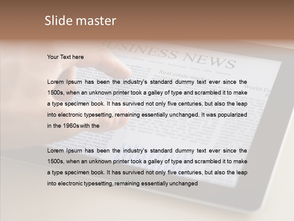 Digital Tablet Flat Screen Pointing PowerPoint Template