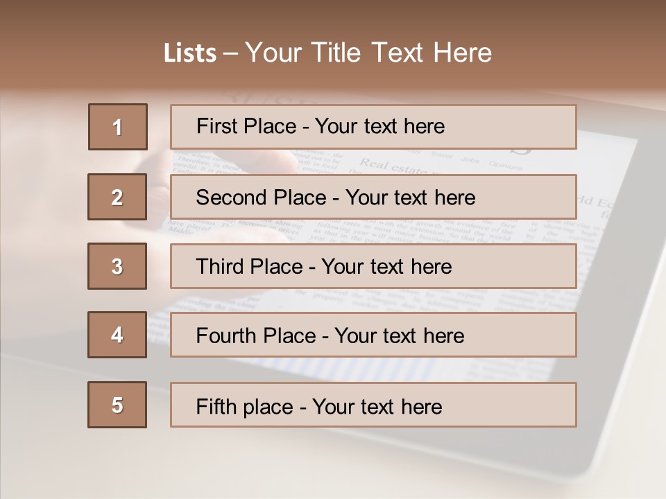 Digital Tablet Flat Screen Pointing PowerPoint Template