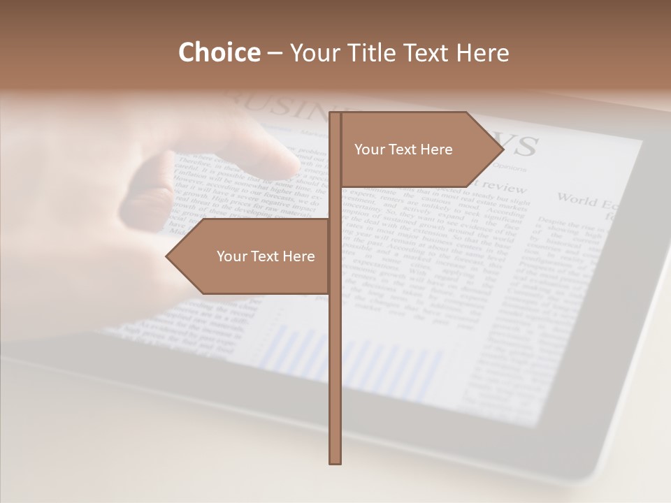 Digital Tablet Flat Screen Pointing PowerPoint Template