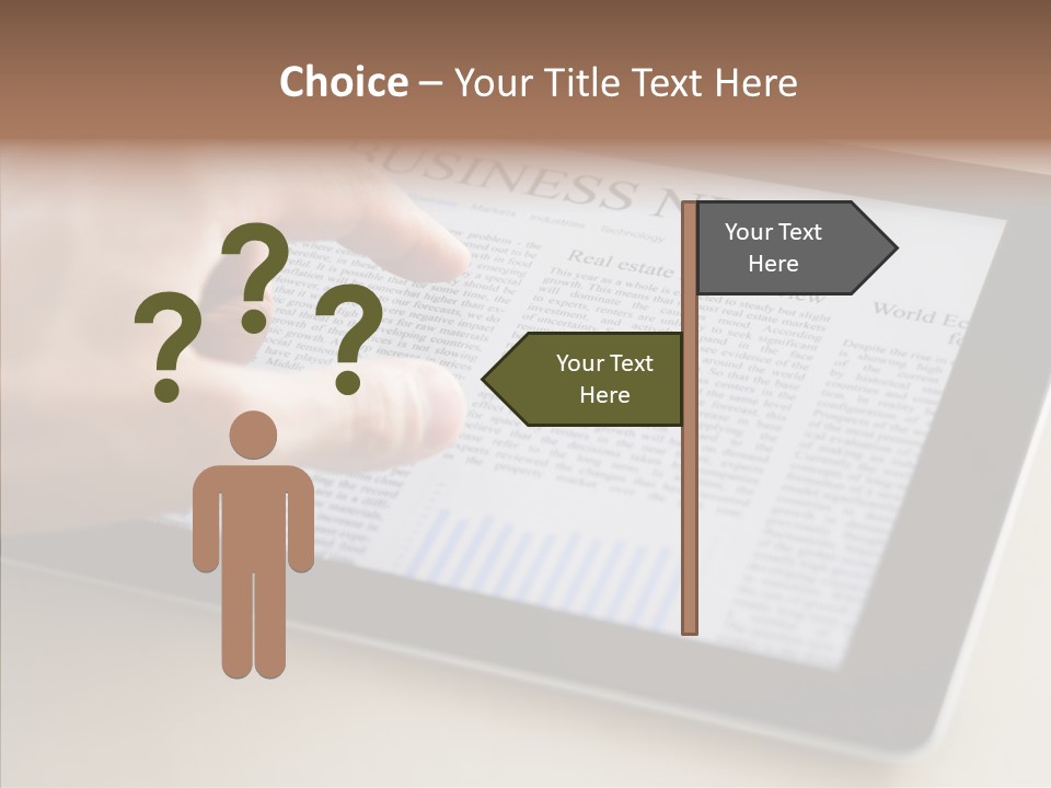 Digital Tablet Flat Screen Pointing PowerPoint Template