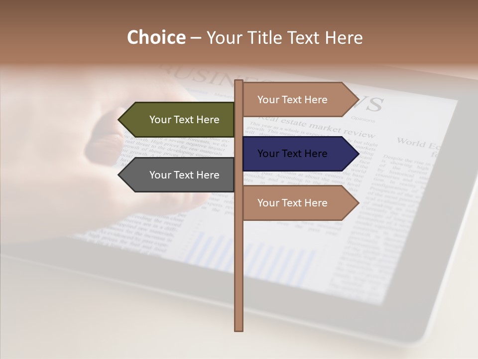 Digital Tablet Flat Screen Pointing PowerPoint Template