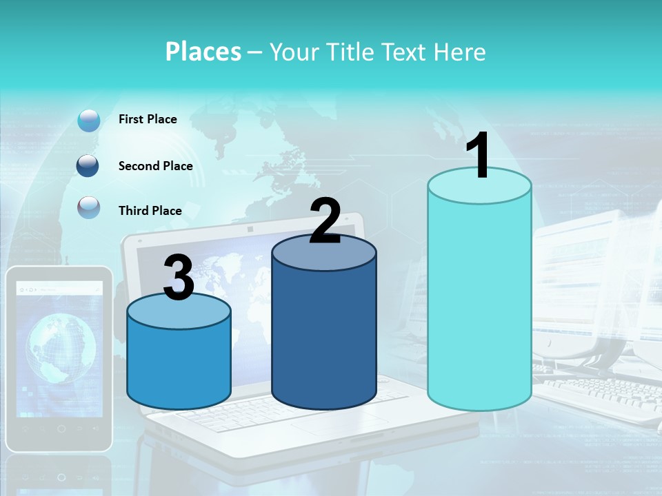 Worldmap Worldwide Smart Phone PowerPoint Template