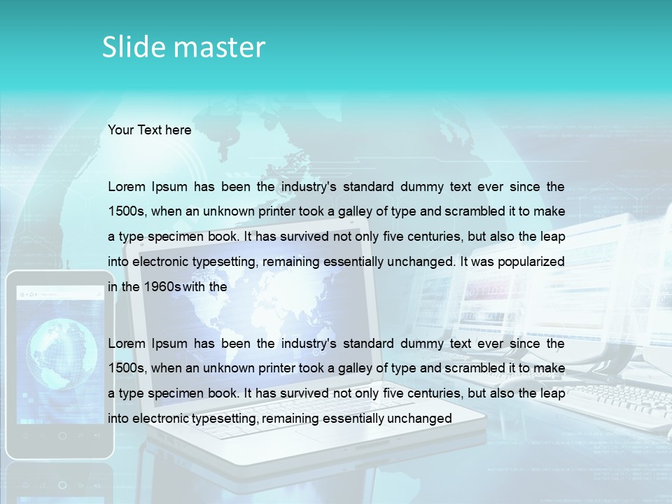 Worldmap Worldwide Smart Phone PowerPoint Template