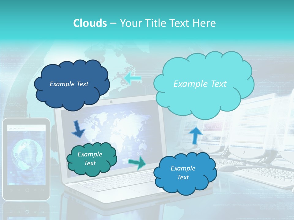 Worldmap Worldwide Smart Phone PowerPoint Template