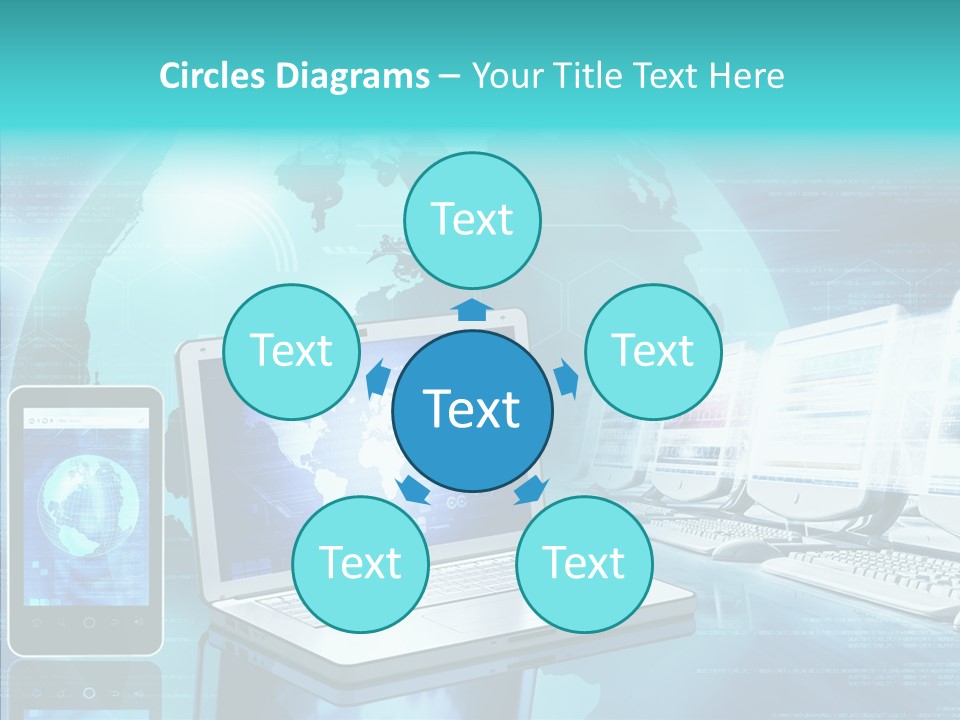 Worldmap Worldwide Smart Phone PowerPoint Template