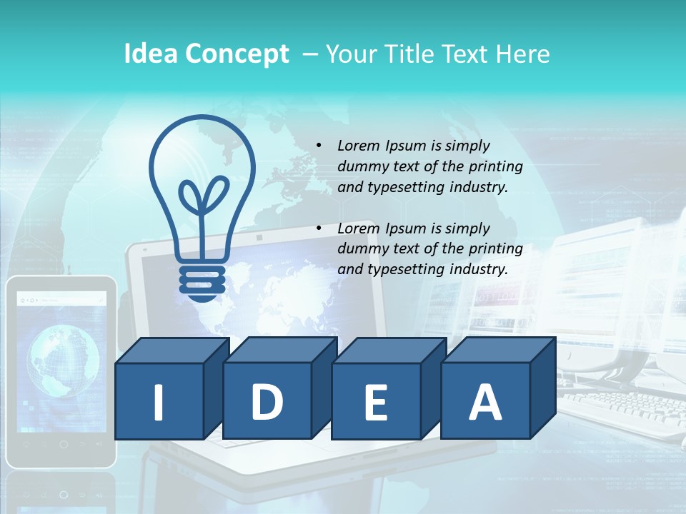 Worldmap Worldwide Smart Phone PowerPoint Template