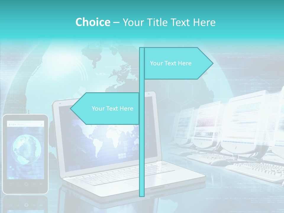 Worldmap Worldwide Smart Phone PowerPoint Template