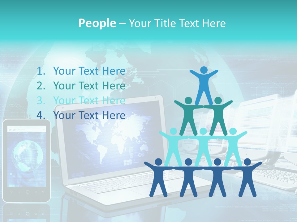 Worldmap Worldwide Smart Phone PowerPoint Template