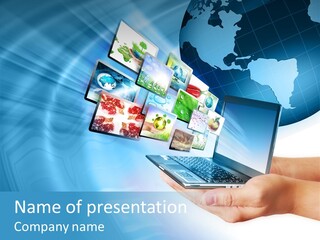 Notebook In Hand Media Broadcasting PowerPoint Template