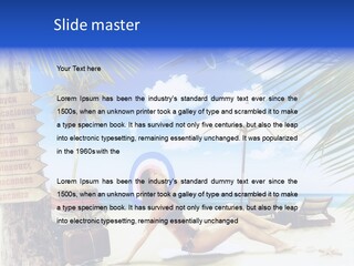 Turquoise Girl Boat PowerPoint Template