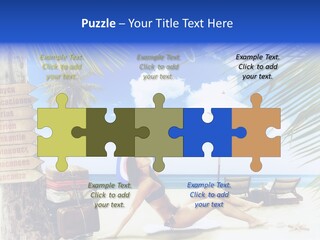 Turquoise Girl Boat PowerPoint Template