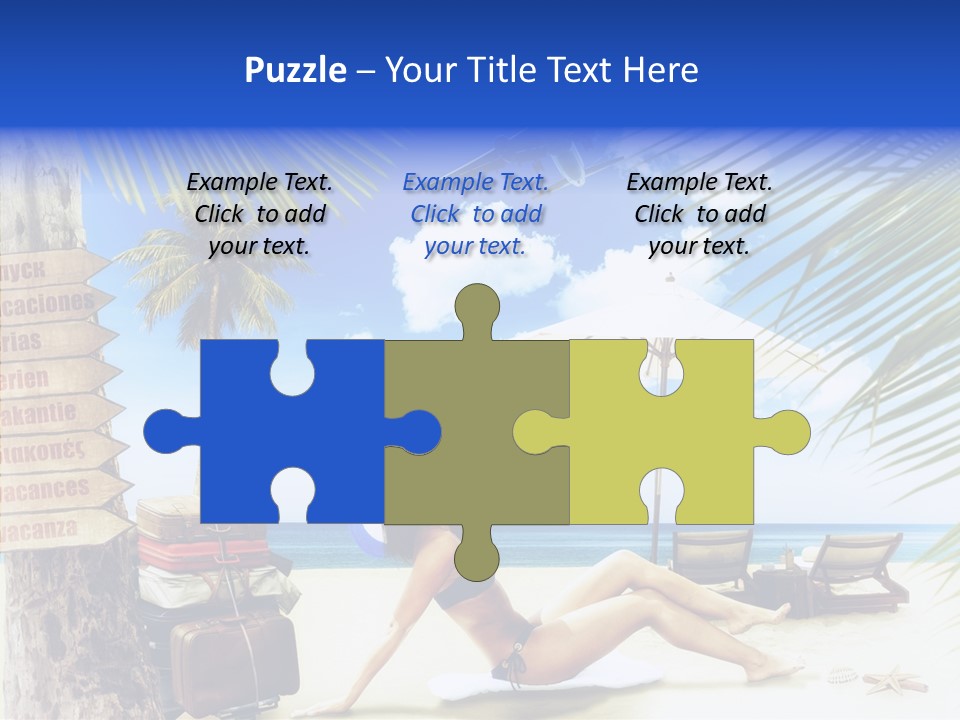 Turquoise Girl Boat PowerPoint Template