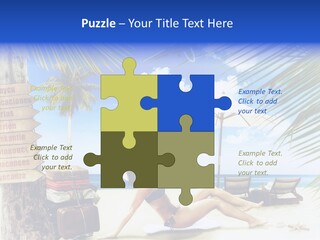 Turquoise Girl Boat PowerPoint Template