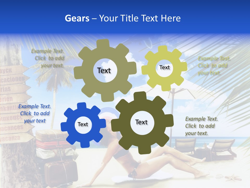 Turquoise Girl Boat PowerPoint Template