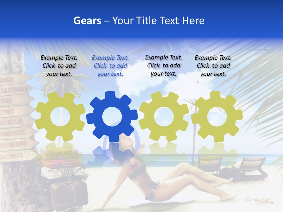 Turquoise Girl Boat PowerPoint Template