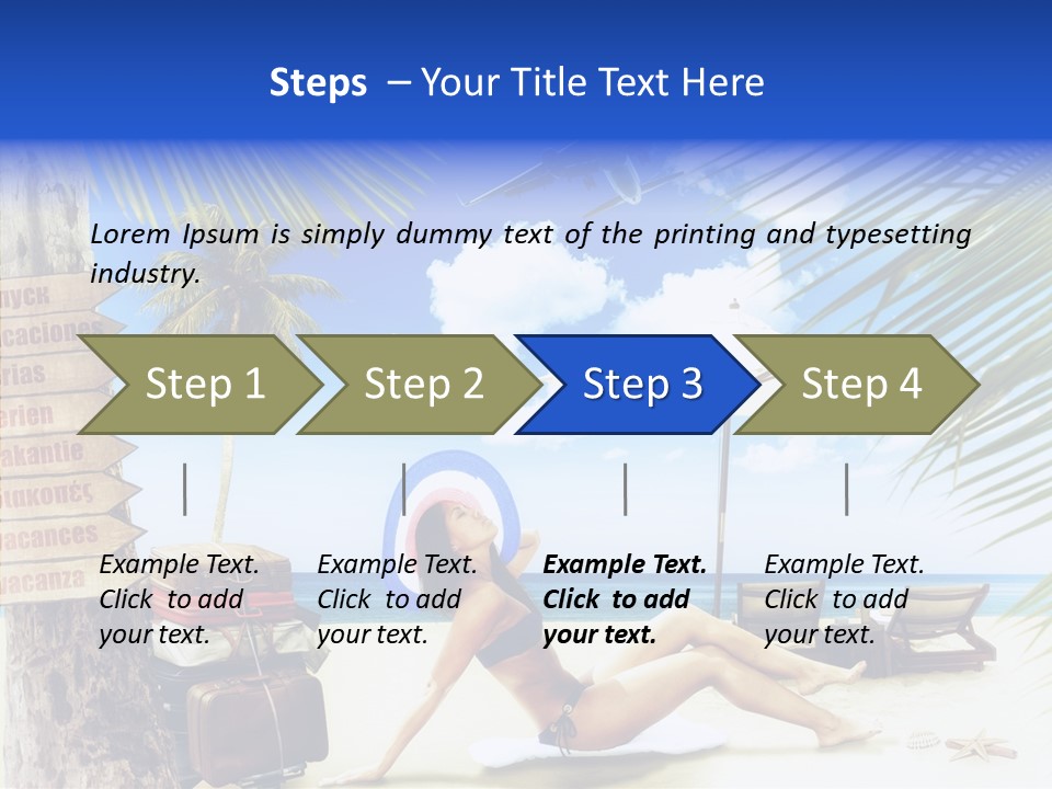 Turquoise Girl Boat PowerPoint Template