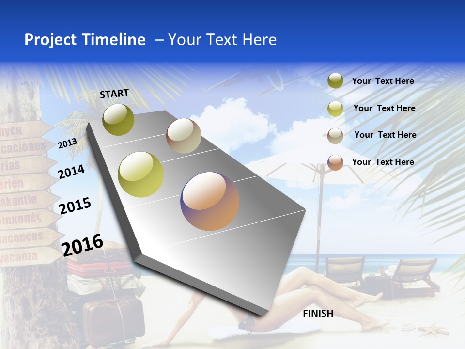 Turquoise Girl Boat PowerPoint Template