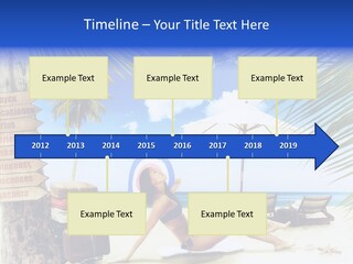 Turquoise Girl Boat PowerPoint Template