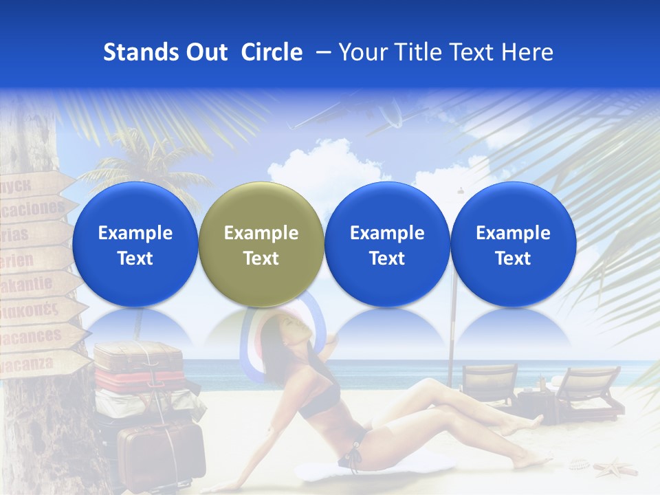 Turquoise Girl Boat PowerPoint Template