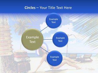 Turquoise Girl Boat PowerPoint Template
