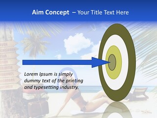 Turquoise Girl Boat PowerPoint Template