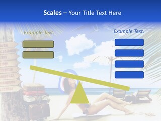 Turquoise Girl Boat PowerPoint Template