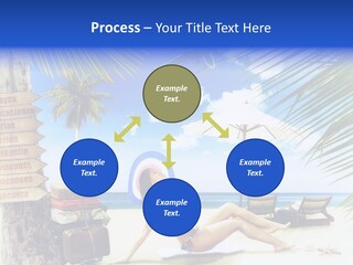 Turquoise Girl Boat PowerPoint Template