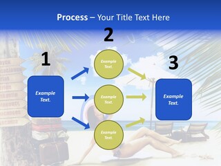 Turquoise Girl Boat PowerPoint Template
