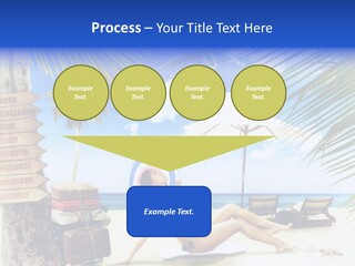 Turquoise Girl Boat PowerPoint Template