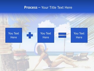 Turquoise Girl Boat PowerPoint Template