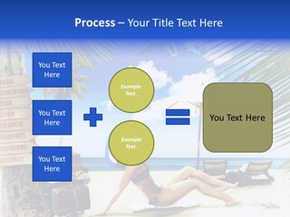 Turquoise Girl Boat PowerPoint Template