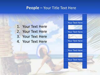Turquoise Girl Boat PowerPoint Template