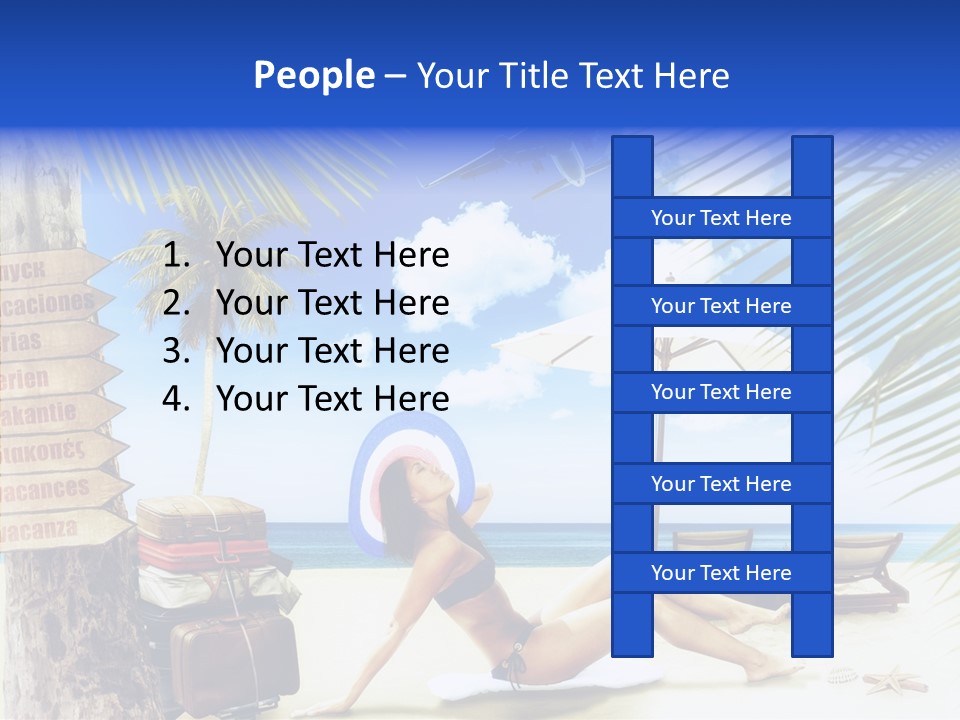 Turquoise Girl Boat PowerPoint Template