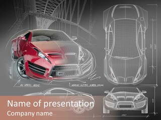 Front Transportation Concept Car PowerPoint Template