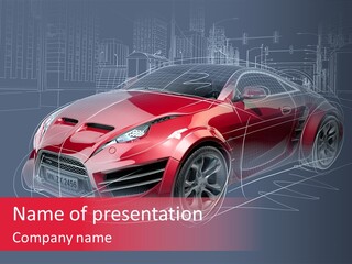 Sketch Town Car PowerPoint Template