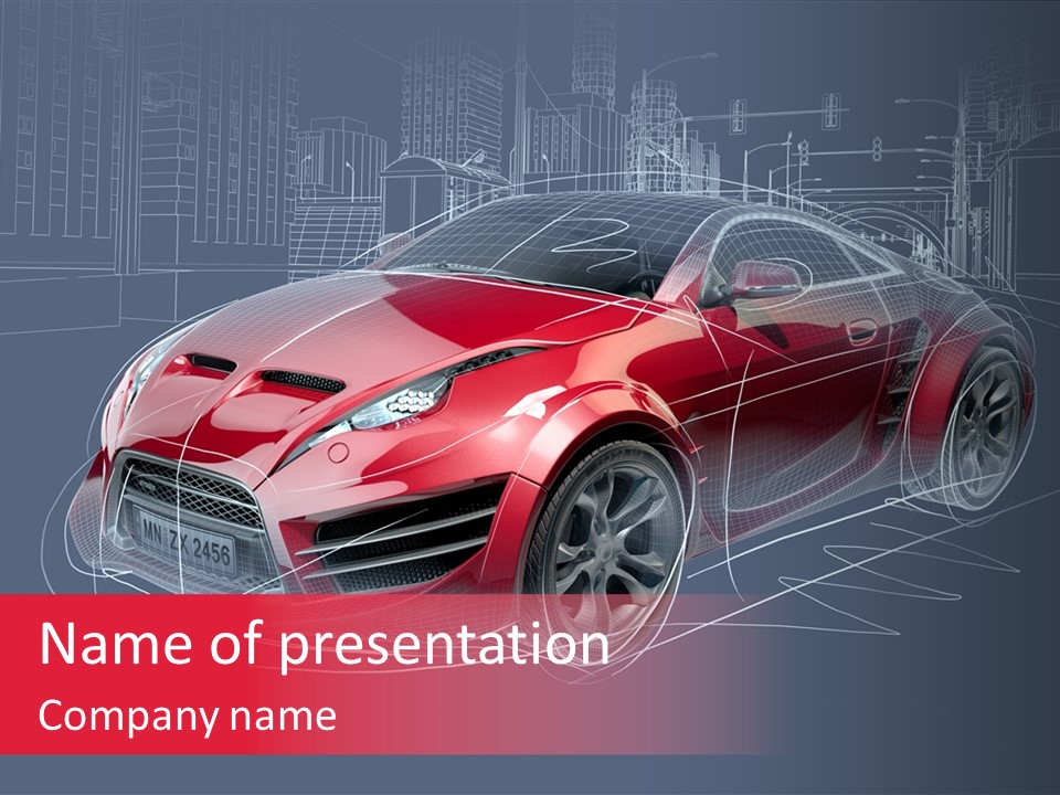 Sketch Town Car PowerPoint Template