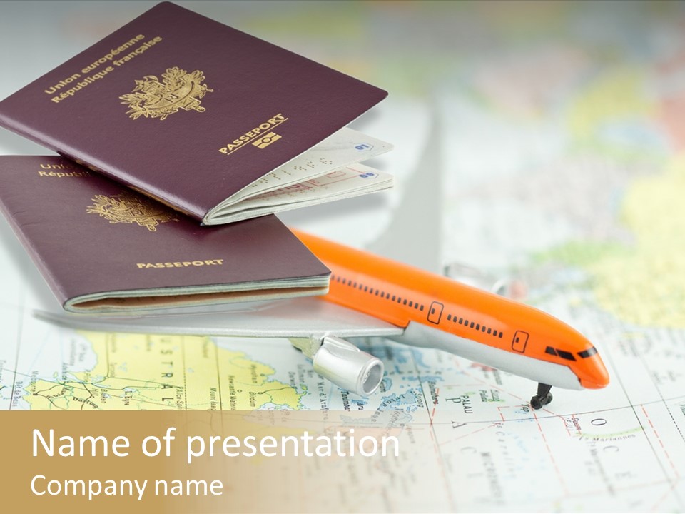 Long Courrier Passeport Avions PowerPoint Template